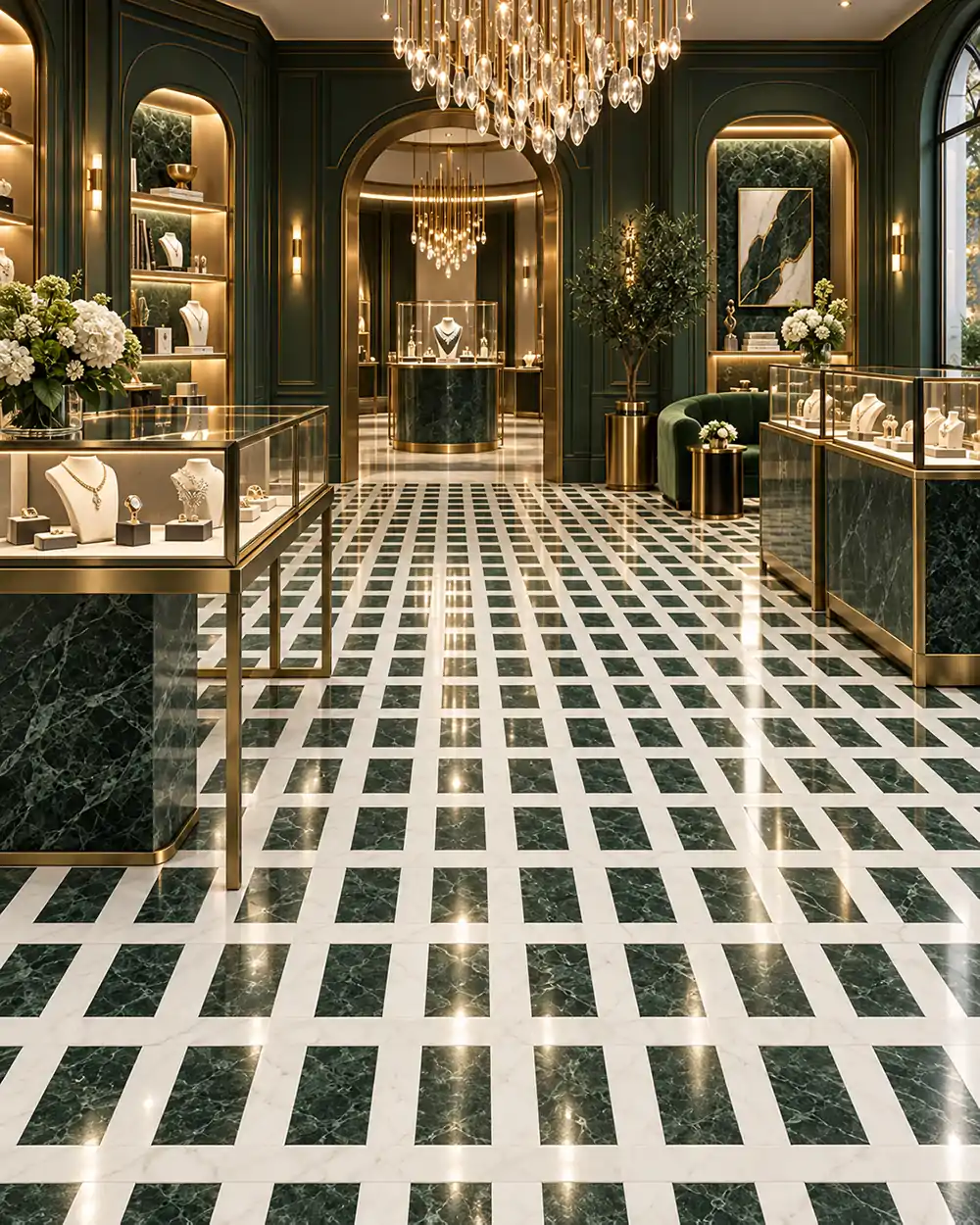 Floor Tiles Luxury Interior Design Waterjet Marble Tiles Victorian Green 183 3333S